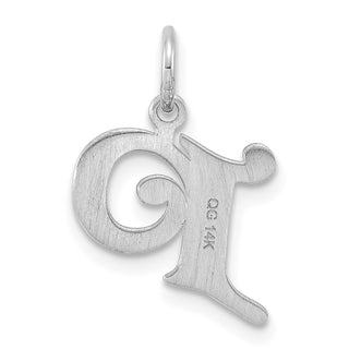 14K White Gold Diamond-cut Initial P Charm