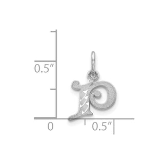 14K White Gold Diamond-cut Initial P Charm