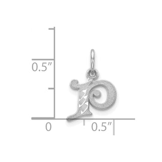 14K White Gold Diamond-cut Initial P Charm