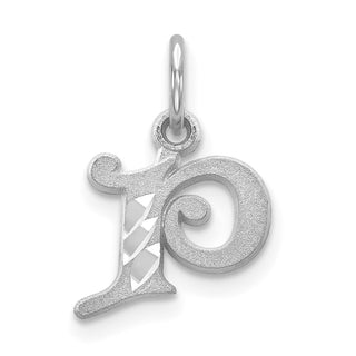 14K White Gold Diamond-cut Initial P Charm