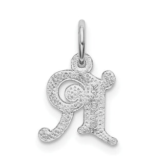 14K White Gold Diamond-cut Initial R Charm