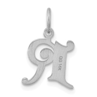 14K White Gold Diamond-cut Initial R Charm