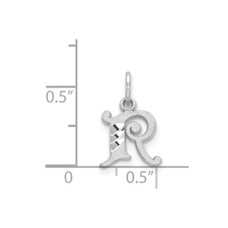14K White Gold Diamond-cut Initial R Charm