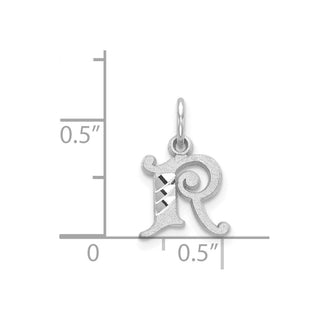 14K White Gold Diamond-cut Initial R Charm