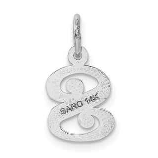 14K White Gold Diamond-cut Initial S Charm