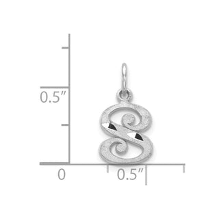 14K White Gold Diamond-cut Initial S Charm