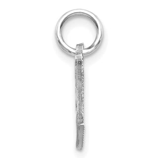 14K White Gold Diamond-cut Initial T Charm