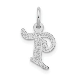 14K White Gold Diamond-cut Initial T Charm