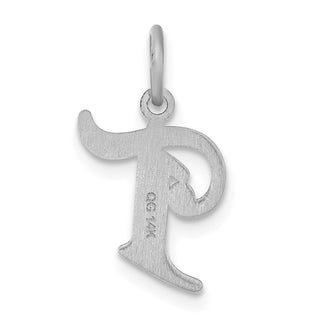 14K White Gold Diamond-cut Initial T Charm