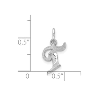 14K White Gold Diamond-cut Initial T Charm