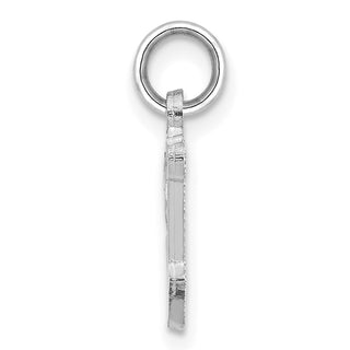 14K White Gold Diamond-cut Initial V Charm