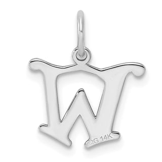 14K White Gold Diamond-cut Initial W Charm