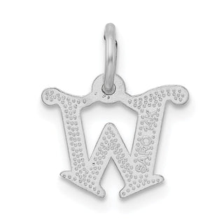 14K White Gold Diamond-cut Initial W Charm