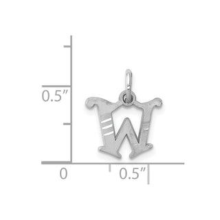 14K White Gold Diamond-cut Initial W Charm