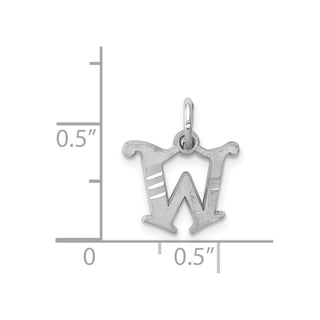 14K White Gold Diamond-cut Initial W Charm