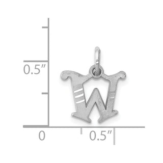 14K White Gold Diamond-cut Initial W Charm