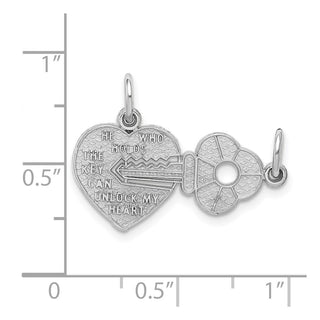 14k White Gold Key and Heart Break-Apart Charm