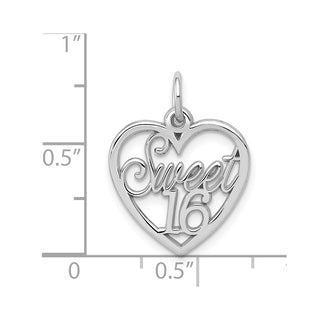 14K White Gold Sweet 16 Heart Charm