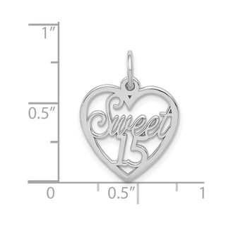 14K White Gold Sweet 15 Charm