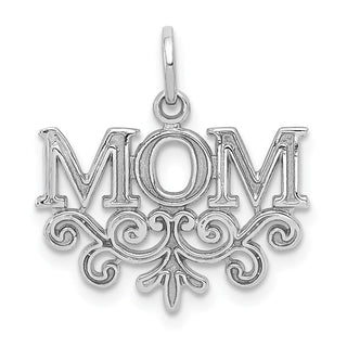 14k White Gold Mom Charm WCH32
