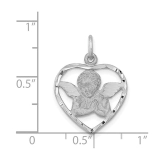 14K White Gold Angel In Heart Charm