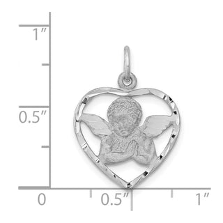 14K White Gold Angel In Heart Charm