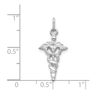 14K White Gold 3-D Caduceus Charm