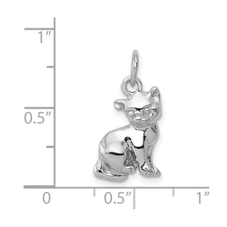 14K White Gold Cat Charm