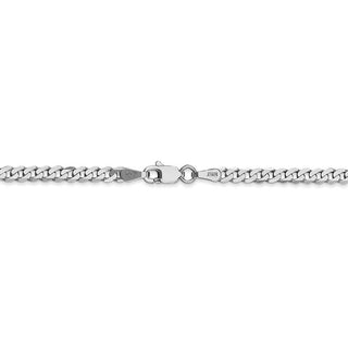 8" 14k White Gold 2.9mm Flat Beveled Curb Chain Bracelet