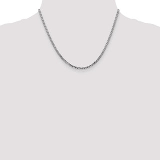 18" 14k White Gold 2.9mm Flat Beveled Curb Chain Necklace