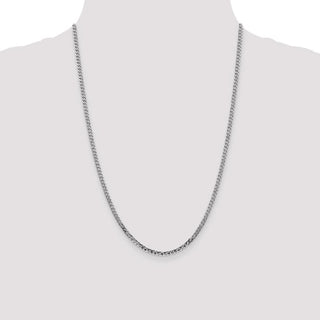 24" 14k White Gold 2.9mm Flat Beveled Curb Chain Necklace