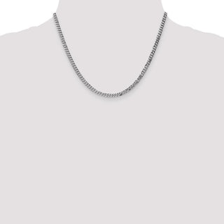 18" 14k White Gold 3.9mm Flat Beveled Curb Chain Necklace