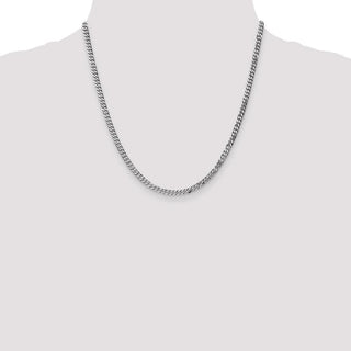 20" 14k White Gold 3.9mm Flat Beveled Curb Chain Necklace