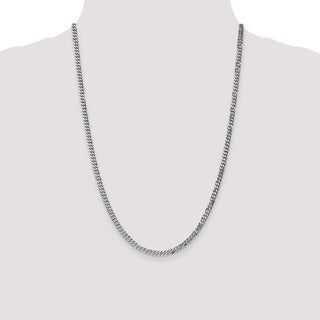 24" 14k White Gold 3.9mm Flat Beveled Curb Chain Necklace