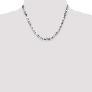 18" 14k White Gold 4.75mm Flat Beveled Curb Chain Necklace