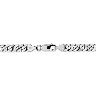 8" 14k White Gold 6.25mm Flat Beveled Curb Chain Bracelet