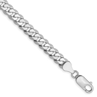 8" 14k White Gold 6.25mm Flat Beveled Curb Chain Bracelet