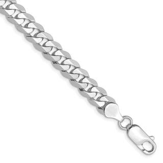 8" 14k White Gold 7.25mm Flat Beveled Curb Chain Bracelet
