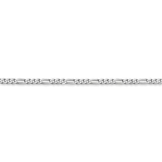 8" 14k White Gold 2.25mm Flat Figaro Chain Bracelet