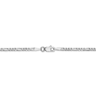 8" 14k White Gold 2.25mm Flat Figaro Chain Bracelet