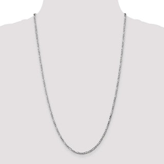7" 14k White Gold 2.75mm Flat Figaro Chain Bracelet