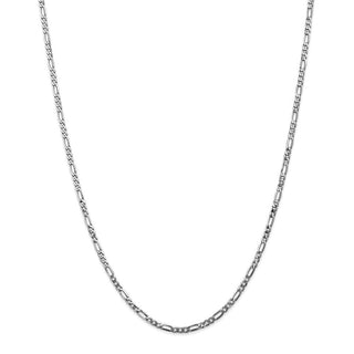 24" 14k White Gold 2.75mm Flat Figaro Chain Necklace