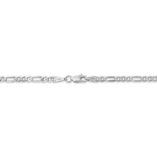 24" 14k White Gold 3mm Flat Figaro Chain Necklace