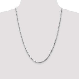 24" 14k White Gold 3mm Flat Figaro Chain Necklace