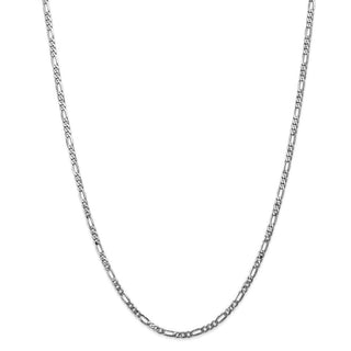 24" 14k White Gold 3mm Flat Figaro Chain Necklace