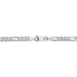 24" 14k White Gold 4mm Flat Figaro Chain Necklace