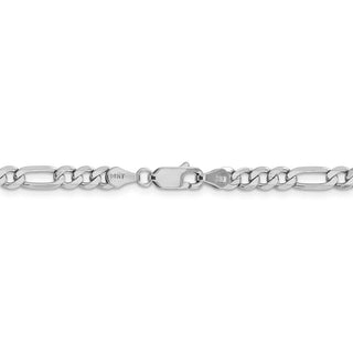 24" 14k White Gold 4.5mm Flat Figaro Chain Necklace