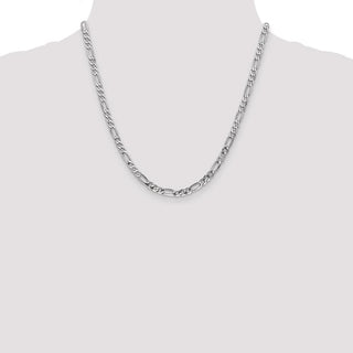 20" 14k White Gold 4.5mm Flat Figaro Chain Necklace