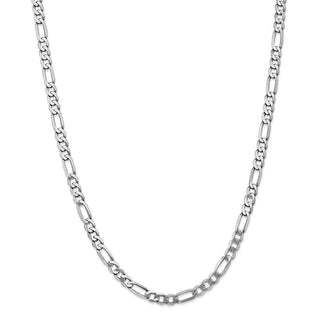 26" 14k White Gold 5.5mm Flat Figaro Chain Necklace