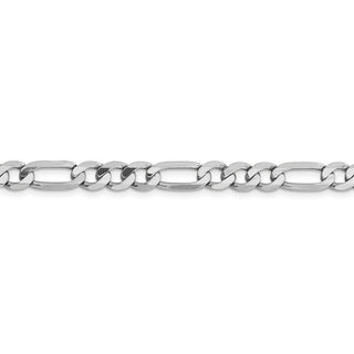 9" 14k White Gold 6mm Flat Figaro Chain Bracelet